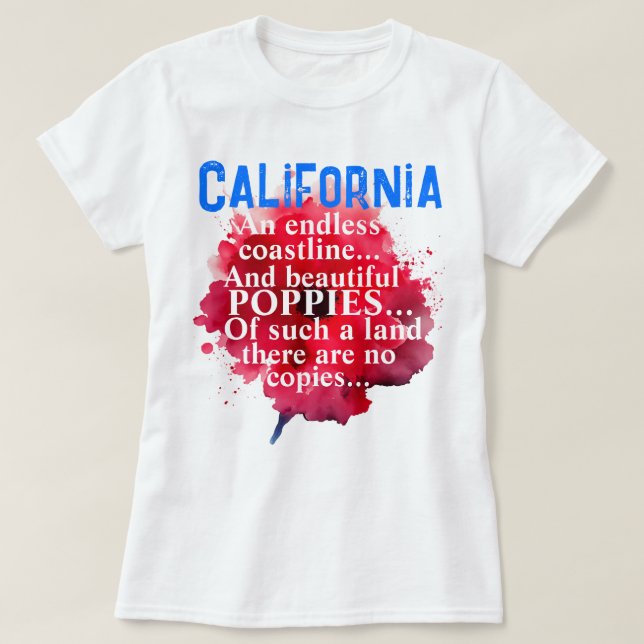 Kalifornien Romantic BeSnyc Poppies Patriotic T Shirt (Design framsida)