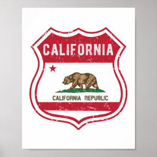 Kalifornien Route 66 Flagga Poster