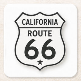 Kalifornien Route 66 Retro Vit Sköld Underlägg Papper Kvadrat
