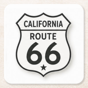Kalifornien Route 66 Retro Vit Sköld Underlägg Papper Kvadrat