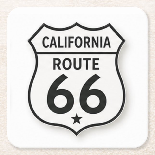 Kalifornien Route 66 Retro Vit Sköld Underlägg Papper Kvadrat (Framsidan)