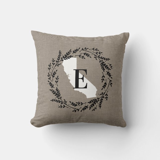 Kalifornien Rustic WAN Monogram Dekorativ kudde (Framsida)