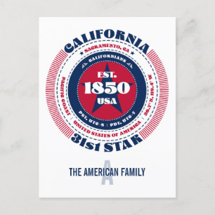 Kalifornien, Sacramento, CA, Patriotic, Monogram Vykort
