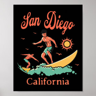 Kalifornien San Diego Ca Surfare Surfing Strand Se Poster