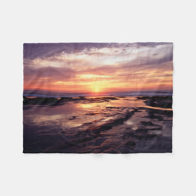 Kalifornien, San Diego, Sunset Cliffs, Solnedgång  Fleecefilt (Framsidan (Horisontell))