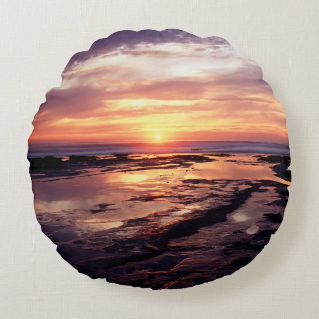 Kalifornien, San Diego, Sunset Cliffs, Sunset 3 Rund Kudde (Framsidan)