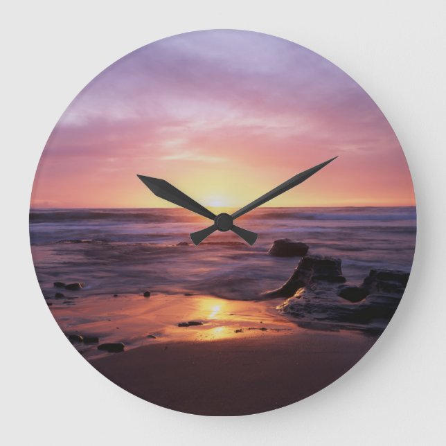 Kalifornien, San Diego, Sunset Cliffs, Sunset 4 Stor Klocka (Framsida)