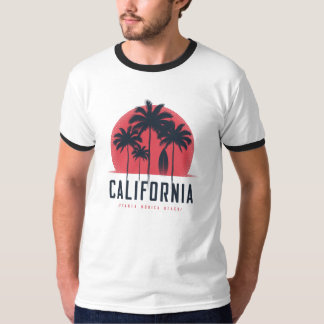 Kalifornien Santa Monica Beach Retro Palmträd T Shirt