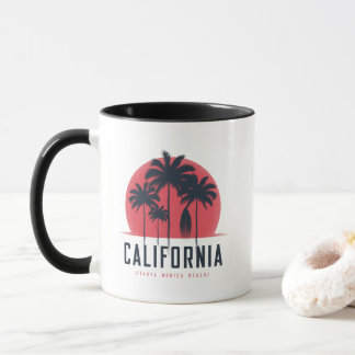 Kalifornien Santa Monica Beach Retro Palmtree Mugg