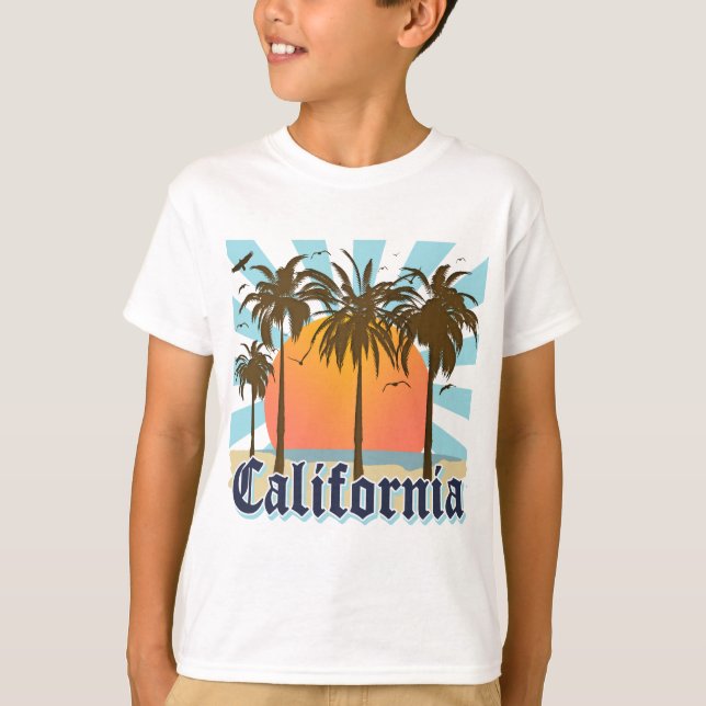 Kalifornien sätter på land solnedgång t-shirt (Framsida)