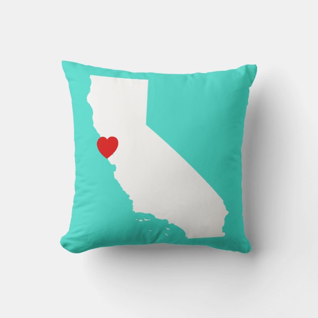 Kalifornien Shape with Red Heart Kudde (Framsida)