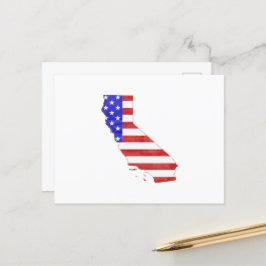 Kalifornien Shaped American Flagga Patriotic Cali Vykort