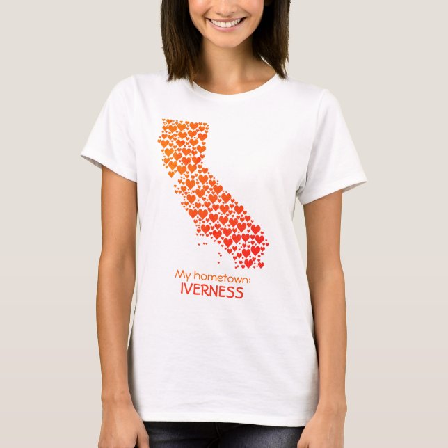 Kalifornien Silhouette Hearts & Hometown T Shirt (Framsida)