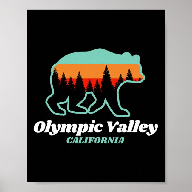 Kalifornien Skiing Snowboarding Bear i Olympic Val Poster (Framsidan)