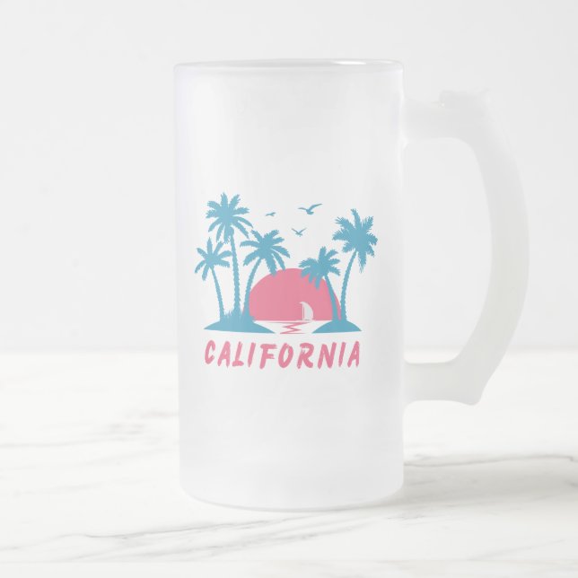 Kalifornien Solnedgång Strand  Frostat Ölglas (Höger)