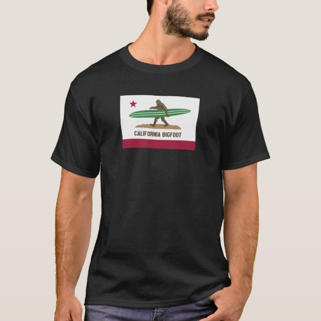 Kalifornien som surfar Bigfoot Longboard T Shirt (Framsida)