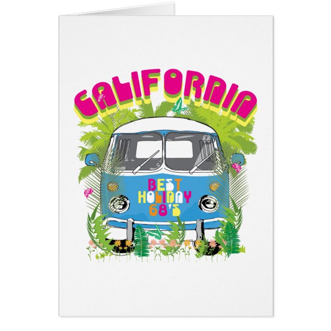 Kalifornien som surfar skåpbilen hälsningskort (Framsidan)