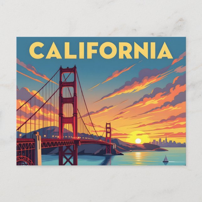 Kalifornien souvenir | Golden Gate Bridge Vykort (Framsida)
