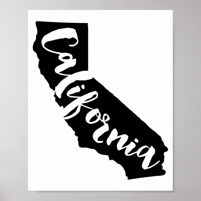 Kalifornien State Art Print med modernt penselteck Poster (Framsidan)