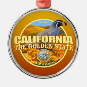 Kalifornien State Bird & Flower Julgransprydnad Metall