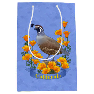 Kalifornien State Bird Quail & Golden Poppy