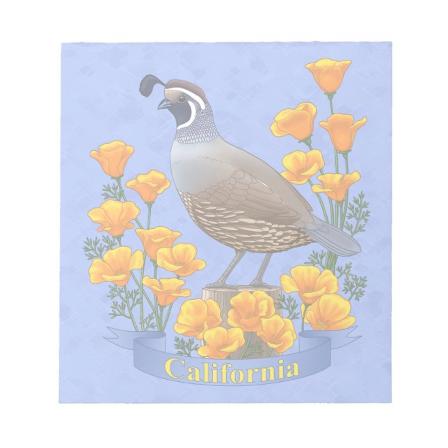 Kalifornien State Bird Quail & Golden Poppy Anteckningsblock (Framsida)