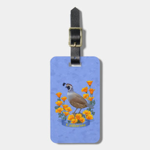 Kalifornien State Bird Quail & Golden Poppy Bagagebricka