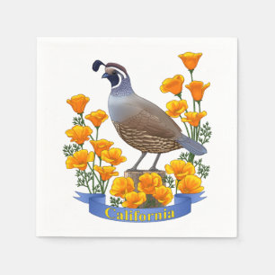 Kalifornien State Bird Quail & Golden Poppy Pappersservett