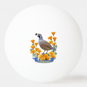 Kalifornien State Bird Quail & Golden Poppy Pingisboll