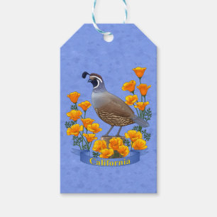 Kalifornien State Bird Quail & Golden Poppy Presentetikett