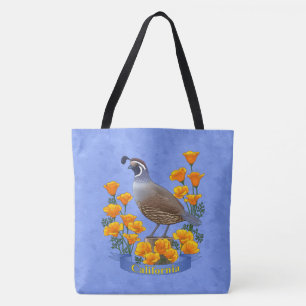 Kalifornien State Bird Quail & Golden Poppy Tygkasse