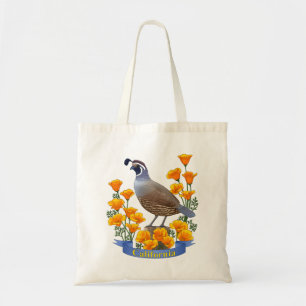 Kalifornien State Bird Quail & Golden Poppy Tygkasse