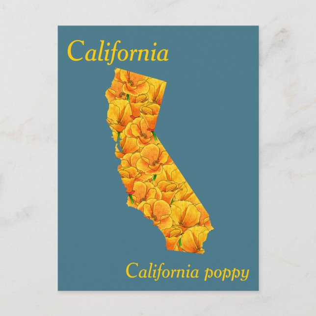 Kalifornien State Flower Collage Karta Vykort (Framsida)