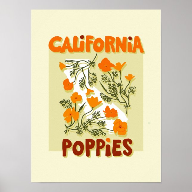 Kalifornien State Flower Poppies wildblommor Poster (Framsidan)