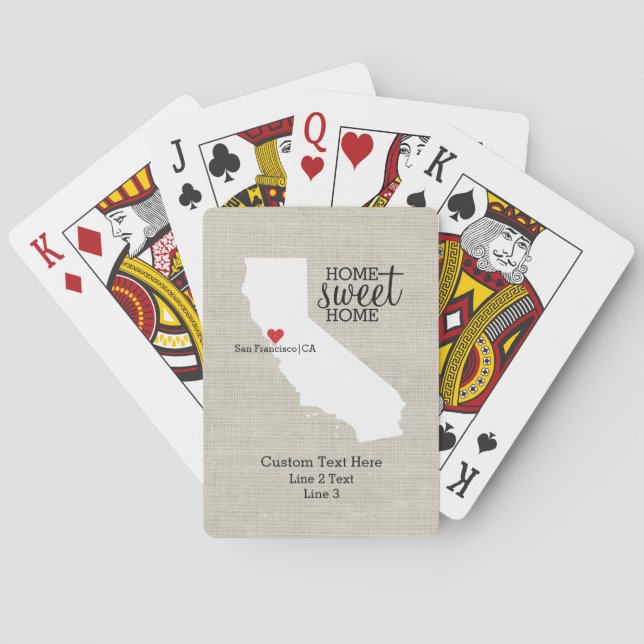 Kalifornien State Kärlek Home Sweet Anpassningsbar Kortlek (Baksidan)