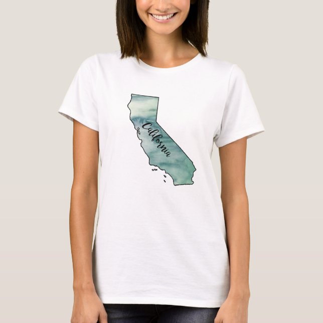 Kalifornien State Karta T-shirt (Framsida)