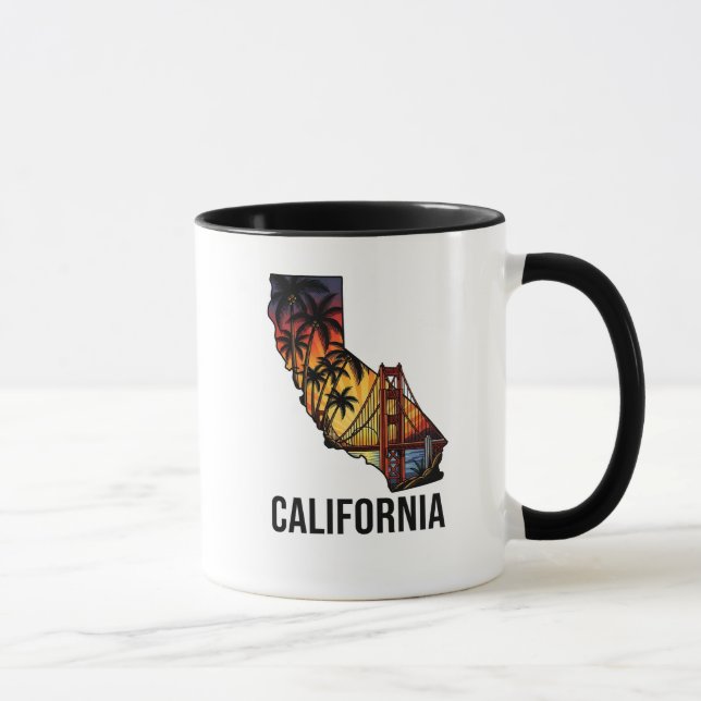 Kalifornien State Outline Tatto Stil Handflatan Tr Mugg (Höger)