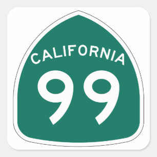 Kalifornien State Route 99 Fyrkantigt Klistermärke