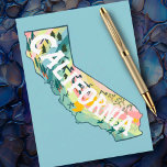 Kalifornien-staten Illustrated Karta Vykort<br><div class="desc">Kolla in det här färgfulla tillståndet karta teckning. Besök min butik för mer stater och fler matchande artiklar!</div>