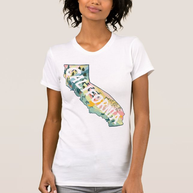Kalifornien-staten Karta Illustration T Shirt (Framsida)