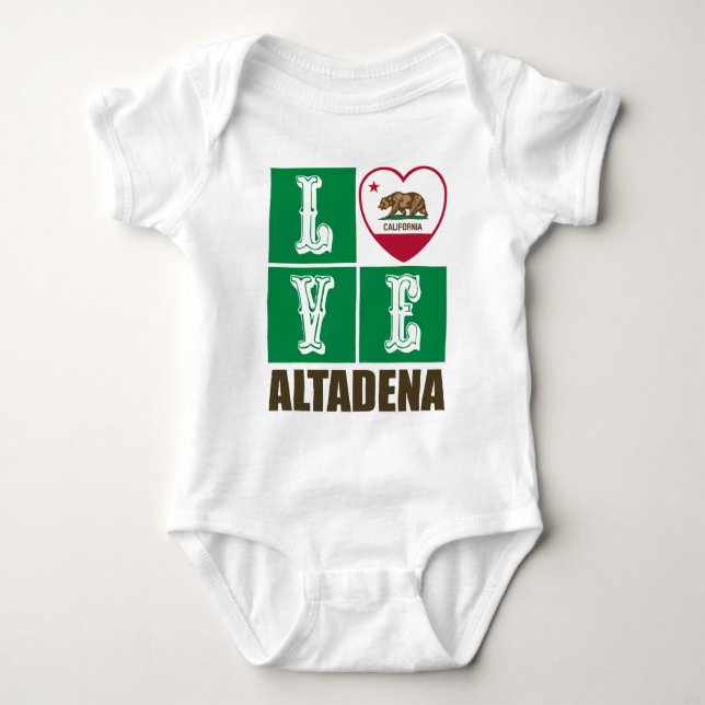 Kalifornien Statlig flagga Heart Altadena T Shirt (Framsida)