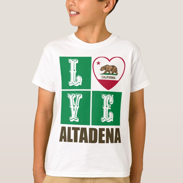 Kalifornien Statlig flagga Heart Altadena T Shirt (Framsida)