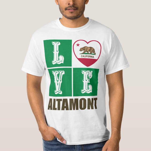 Kalifornien Statlig flagga Heart Altamont T Shirt (Framsida)