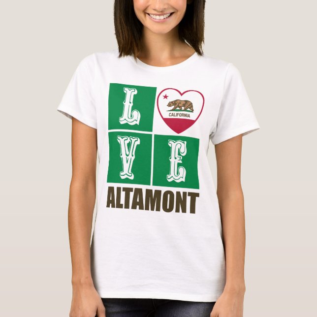 Kalifornien Statlig flagga Heart Altamont T Shirt (Framsida)