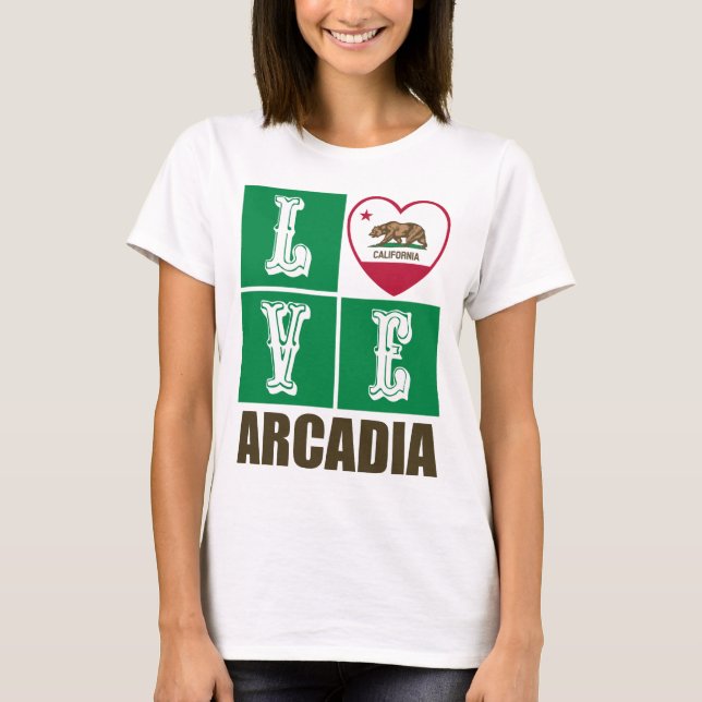 Kalifornien Statlig flagga Heart Arcadia T Shirt (Framsida)