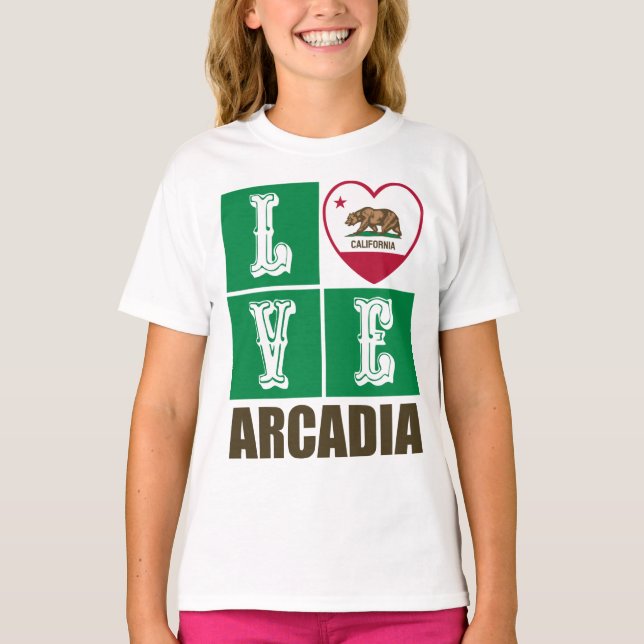 Kalifornien Statlig flagga Heart Arcadia T Shirt (Framsida)