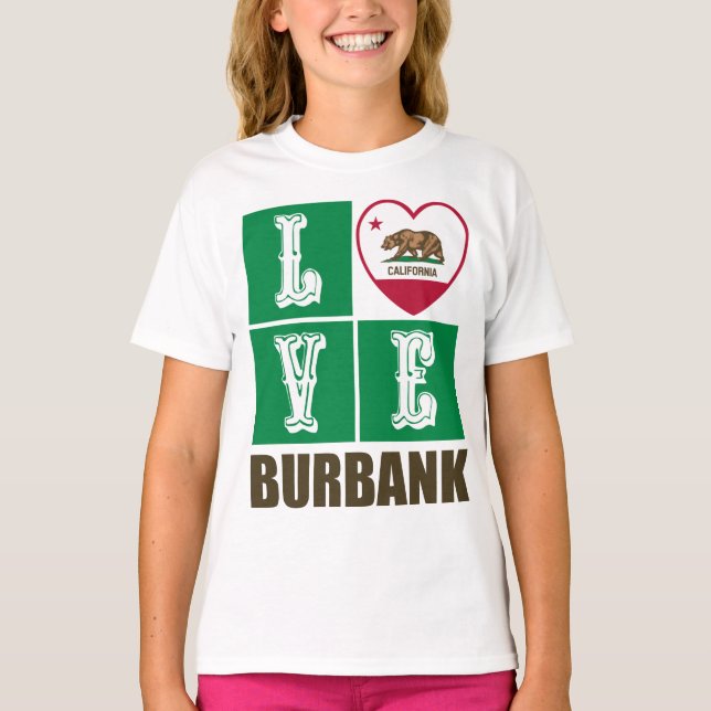 Kalifornien Statlig flagga Heart Burbank T Shirt (Framsida)