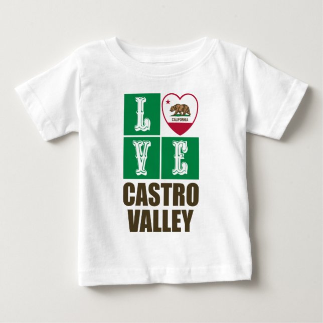 Kalifornien Statlig flagga Heart Castro Valley T Shirt (Framsida)