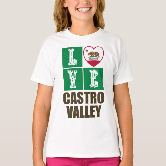 Kalifornien Statlig flagga Heart Castro Valley T Shirt (Framsida)