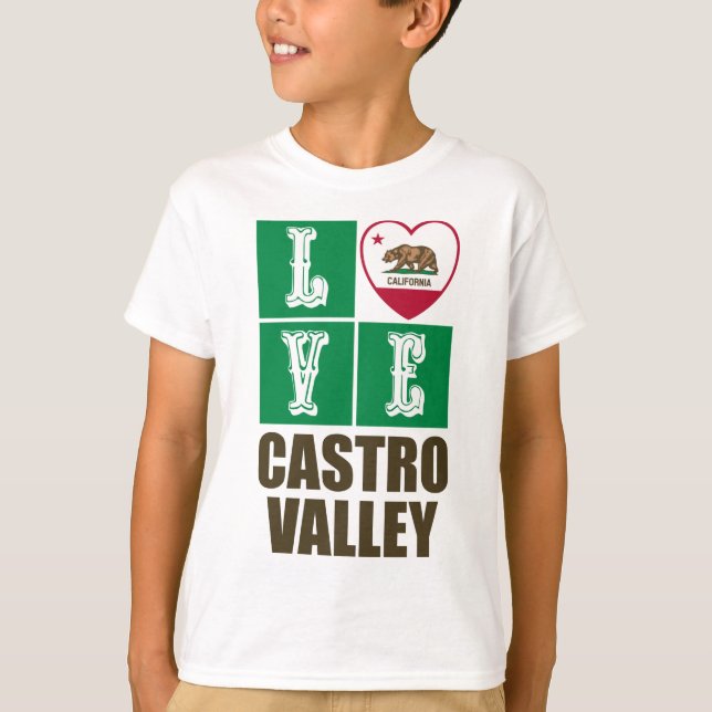 Kalifornien Statlig flagga Heart Castro Valley T Shirt (Framsida)